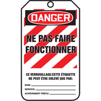 &eacute;tiquettes de verrouillage, Plastique, 3-3/8" la x 5-5/8" h, Français Oxford Builders Supplies Inc