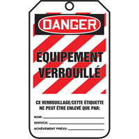 &eacute;tiquettes de verrouillage, Papier cartonn&eacute;, 3-3/8" la x 5-7/8" h, Français Oxford Builders Supplies Inc