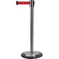 Barri&egrave;res sur pieds pour le contr&ocirc;le des foules, Acier, 35" h, Ruban Rouge, Longueur du ruban 12' Oxford Builders Supplies Inc