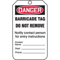 Safety Tags, Plastic, 3-1/4" W x 5-3/4" H, English Oxford Builders Supplies Inc