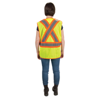 Veste d'arpenteur haute visibilit&eacute;, conforme &agrave; la CSA, Jaune lime haute visibilit&eacute;, Moyen, Polyester Oxford Builders Supplies Inc