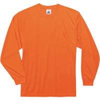 GloWear 8091 Non-Certified Long Sleeve T-Shirt, Polyester, Small, High Visibility Orange Oxford Builders Supplies Inc