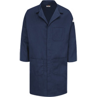 Excel FR&reg; ComforTouch&reg; Lab Coat, Cotton, Medium, Navy Blue Oxford Builders Supplies Inc