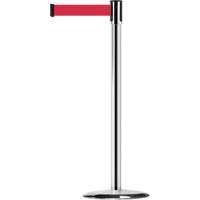 Slimline TensaBarrier&reg; Barrier Post, Steel, 38" H, Red Tape, 7.5' Tape Length Oxford Builders Supplies Inc