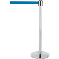 Slimline TensaBarrier&reg; Barrier Post, Steel, 38" H, Blue Tape, 7.5' Tape Length Oxford Builders Supplies Inc