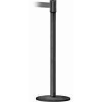 Slimline TensaBarrier&reg; Barrier Post, Steel, 38" H, Black Tape, 7.5' Tape Length Oxford Builders Supplies Inc