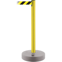 Outdoor TensaBarrier&reg; Barrier Post, Plastic, 37" H, Black/Yellow Tape, 13' Tape Length Oxford Builders Supplies Inc