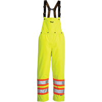 Pantalon de s&eacute;curit&eacute; Journeyman d&eacute;tachable &agrave; bavette, Polyester, Petit, Jaune lime haute visibilit&eacute; Oxford Builders Supplies Inc