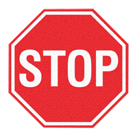 Panneau de signalisation au sol  Stop , Adh&eacute;sif, Anglais avec pictogramme Oxford Builders Supplies Inc