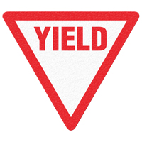 Panneau de signalisation au sol  Yield , Adh&eacute;sif, Anglais avec pictogramme Oxford Builders Supplies Inc