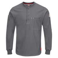 Excel FR&reg; Long Sleeve Henley Shirts, Small, Grey Oxford Builders Supplies Inc
