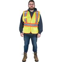 Veste d'arpenteur r&eacute;sistante aux flammes, Jaune lime haute visibilit&eacute;, Moyen, Polyester Oxford Builders Supplies Inc