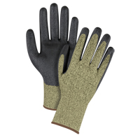 Gants &eacute;lastiques sans coutures r&eacute;sistants &agrave; la coupe noir & jaune, Taille Grand/9, Calibre 13, Rev&ecirc;tement Mousse de nitrile, Enveloppe en Aramide, ASTM ANSI niveau A6 Oxford Builders Supplies Inc