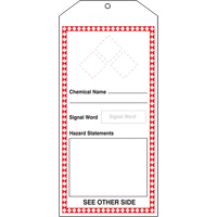 GHS Jumbo Tags, Cardstock, 3-7/8" W x 8-1/2" H, English Oxford Builders Supplies Inc
