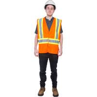 Veste de s&eacute;curit&eacute; pour la circulation, Orange haute visibilit&eacute;, Moyen, Polyester Oxford Builders Supplies Inc