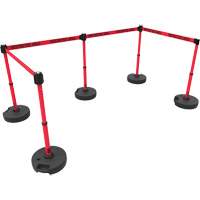 Ensemble de cinq montants pour barri&egrave;re PLUS, Plastique, 42" h, Ruban Rouge, Longueur du ruban 15' Oxford Builders Supplies Inc