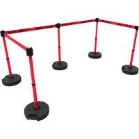 Ensemble de cinq montants pour barri&egrave;re PLUS, Plastique, 42" h, Ruban Rouge, Longueur du ruban 15' Oxford Builders Supplies Inc