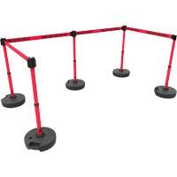 PLUS Barrier Post Set X5, Plastic, 42" H, Red Tape, 15' Tape Length Oxford Builders Supplies Inc