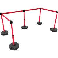 PLUS Barrier Post Set X5, Plastic, 42" H, Red Tape, 15' Tape Length Oxford Builders Supplies Inc