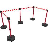 PLUS Barrier Post Set X5, Plastic, 42" H, Red Tape, 15' Tape Length Oxford Builders Supplies Inc