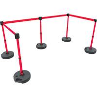 PLUS Barrier Post Set X5, Plastic, 42" H, Red Tape, 15' Tape Length Oxford Builders Supplies Inc