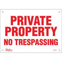 "Private Property" Sign, 7" x 10", Plastic, English Oxford Builders Supplies Inc