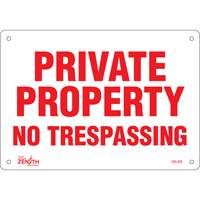 "Private Property" Sign, 7" x 10", Aluminum, English Oxford Builders Supplies Inc