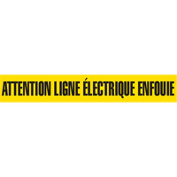 "Attention Ligne &eacute;lectrique Enfouie" Barricade Tape, French, 3" W x 1000' L, Black on Yellow Oxford Builders Supplies Inc