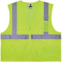 GloWear 8256Z Self-Extinguishing Safety Vest, High Visibility Lime-Yellow, Medium/Small, Polyester Oxford Builders Supplies Inc