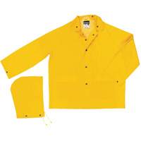 Classic Series Rain Jacket with Detachable Hood, Polyester/PVC, Large, Yellow Oxford Builders Supplies Inc