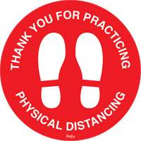 Enseigne pour plancher  Physical Distancing , Adh&eacute;sif, Anglais avec pictogramme Oxford Builders Supplies Inc