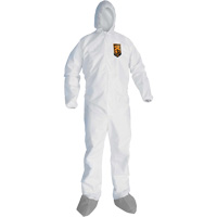 Combinaison de protection contre les liquides et les particules A45 KleenGuard avec sabot antid&eacute;rapant, Grand, Gris/Blanc, Micropore Oxford Builders Supplies Inc