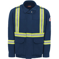 Men's Lined Bomber Jacket with Reflective Trim, Small, Navy Blue, 29 cal/cm² Oxford Builders Supplies Inc