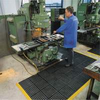 Cushion-Ease&reg; 550 Interlocking Anti-Fatigue Mat, Slotted, 3' x 3' x 3/4", Black, Rubber Oxford Builders Supplies Inc