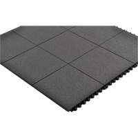 Cushion-Ease&reg; Interlocking Anti-Fatigue Mat, Pebbled, 3' x 3' x 3/4", Black, Natural Rubber Oxford Builders Supplies Inc