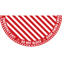"Emergency Exit" Half Circle Swing Door Floor Sign, Adhesive, English with Pictogram Oxford Builders Supplies Inc
