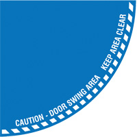 "Caution" Quarter Circle Swing Door Floor Sign, Adhesive, English with Pictogram Oxford Builders Supplies Inc