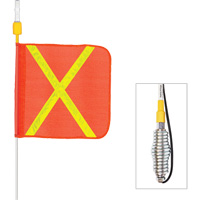Tiges de s&eacute;curit&eacute; tout-temps de s&eacute;rie lourde avec lumi&egrave;re DEL constante Safety Whip, Fixation Ressort, Hauteur 10', Orange avec X r&eacute;fl&eacute;chissant Oxford Builders Supplies Inc