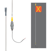 Tiges de s&eacute;curit&eacute; tout-temps de s&eacute;rie lourde avec lumi&egrave;re DEL constante Safety Whip, Fixation Ressort, Hauteur 12', Orange avec X r&eacute;fl&eacute;chissant Oxford Builders Supplies Inc