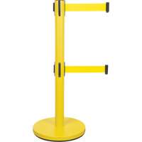 Barri&egrave;re pour le contr&ocirc;le des foules &agrave; courroie double, Acier, 35" h, Ruban Jaune, Longueur du ruban 7' Oxford Builders Supplies Inc