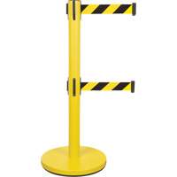 Barri&egrave;re pour le contr&ocirc;le des foules &agrave; courroie double, Acier, 35" h, Ruban Noir/Jaune, Longueur du ruban 7' Oxford Builders Supplies Inc