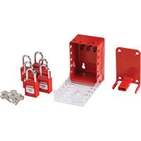 Boîte de cadenassage de groupe ultra compacte avec cadenas de s&eacute;curit&eacute; en nylon, Rouge Oxford Builders Supplies Inc
