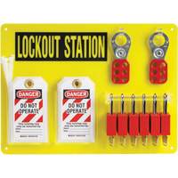 Lockout Board with Keyed Different Nylon Safety Lockout Padlocks, Plastic Padlocks, 6 Padlock Capacity, Padlocks Included Oxford Builders Supplies Inc