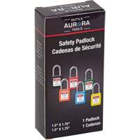 Verrouillage pour les consignations, Cadenas de s&eacute;curit&eacute;, Cl&eacute;s diff&eacute;rentes, Thermoplastique, Largeur de 1-1/2" Oxford Builders Supplies Inc