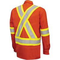 7743 FR-Tech&reg; Flame-Resistant Safety Shirt, Small, High Visibility Orange Oxford Builders Supplies Inc