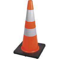 183 C&ocirc;ne de s&eacute;curit&eacute; flexible de premi&egrave;re qualit&eacute;, 28", Orange, Bande(s) r&eacute;fl&eacute;chissante(s) 4" & 6" Oxford Builders Supplies Inc