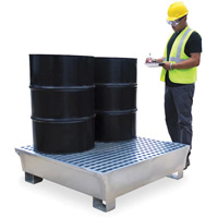 Ultra-Spill Pallet en acier, 4 barils, Capacit&eacute; de d&eacute;versement 68 gal. US, 49,1" x 47,1" x 10,9" Oxford Builders Supplies Inc