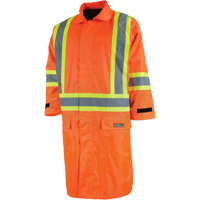 Imperm&eacute;able long avec capuchon amovible, Nylon/PVC, Petit, Orange haute visibilit&eacute; Oxford Builders Supplies Inc