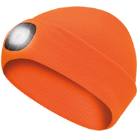 5675 Knit Toque with LED Headlight, Fleece Lining, One Size, High Visibility Orange Oxford Builders Supplies Inc