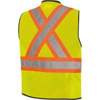 6895 Veste de s&eacute;curit&eacute; haute visibilit&eacute; bicolore avec fermeture &agrave; glissi&egrave;re sur tout le devant, Noir/Jaune lime haute visibilit&eacute;, 2T-Grand/3T-Grand, Polyester Oxford Builders Supplies Inc